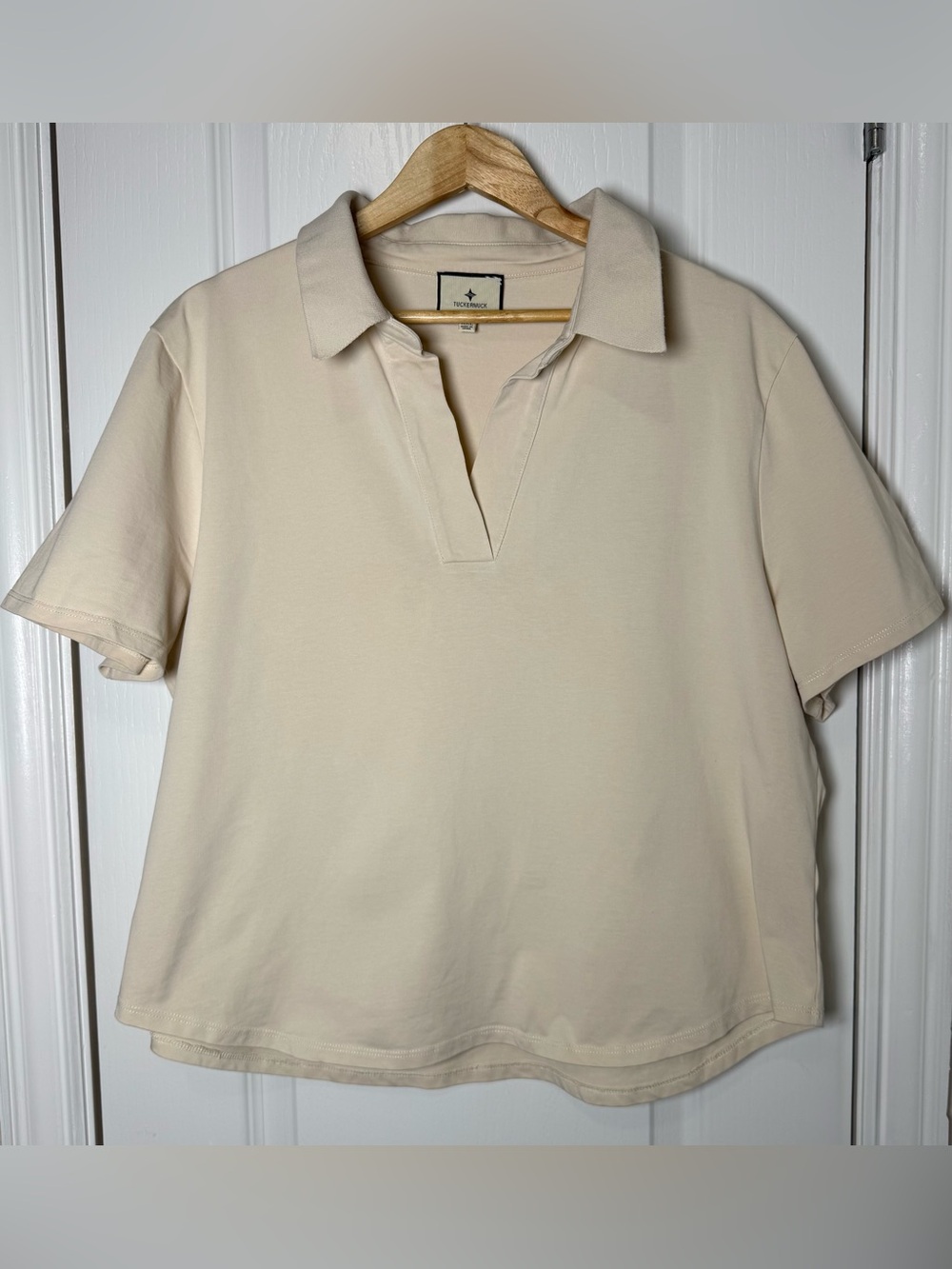 Tuckernuck Short Sleeve Cotton Polo Top Cream XXL